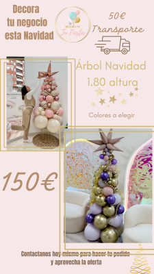 Arbol de navidad de globos de 1.80m en tonos personalizados para decoracion de negocios