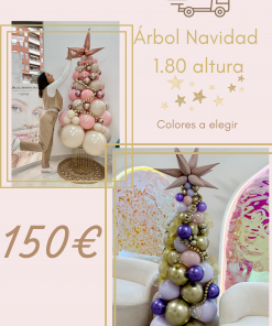 Arbol de navidad de globos de 1.80m en tonos personalizados para decoracion de negocios
